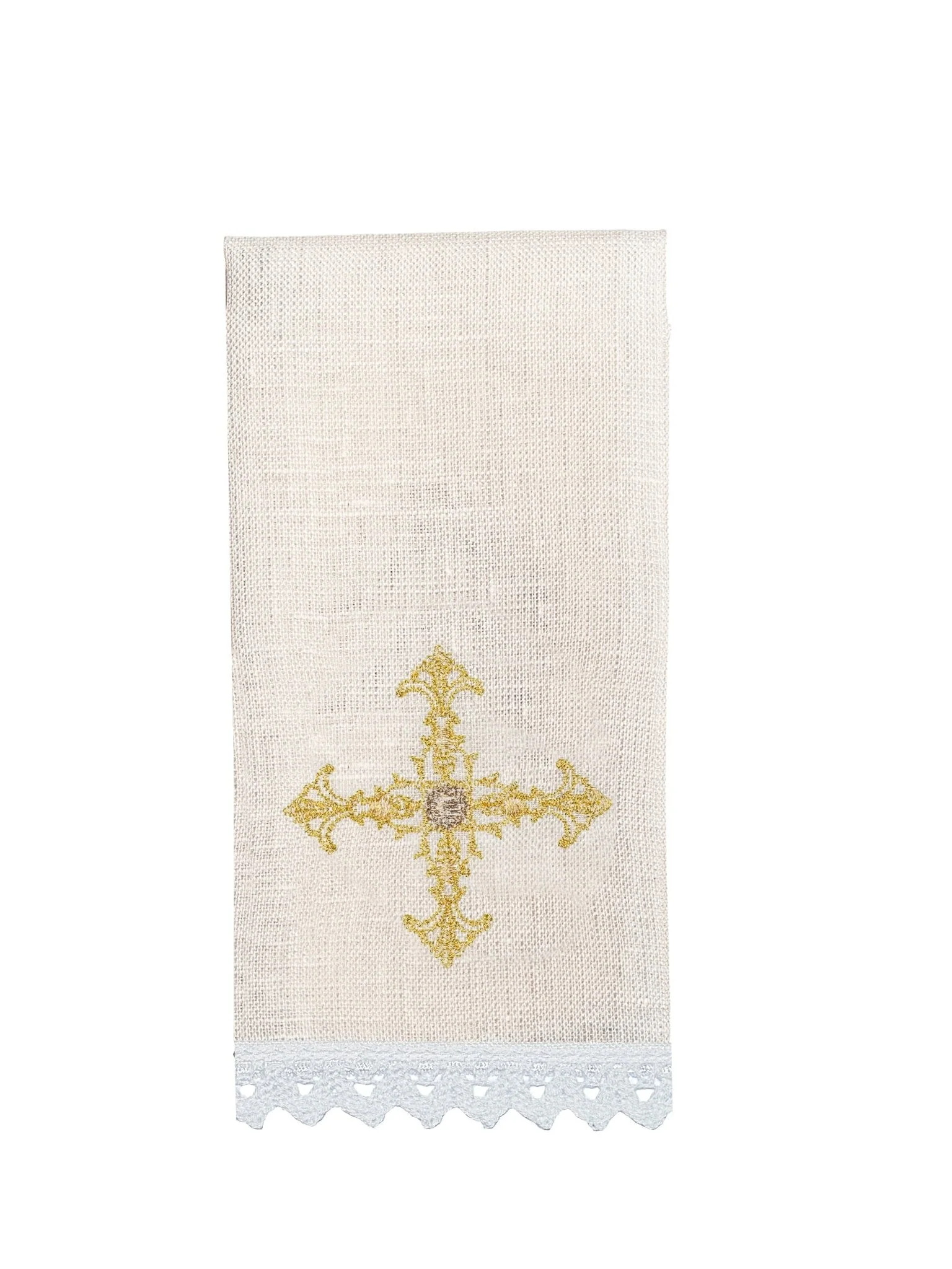Chalice linen set with metal cross and gold embroidery - Image 4