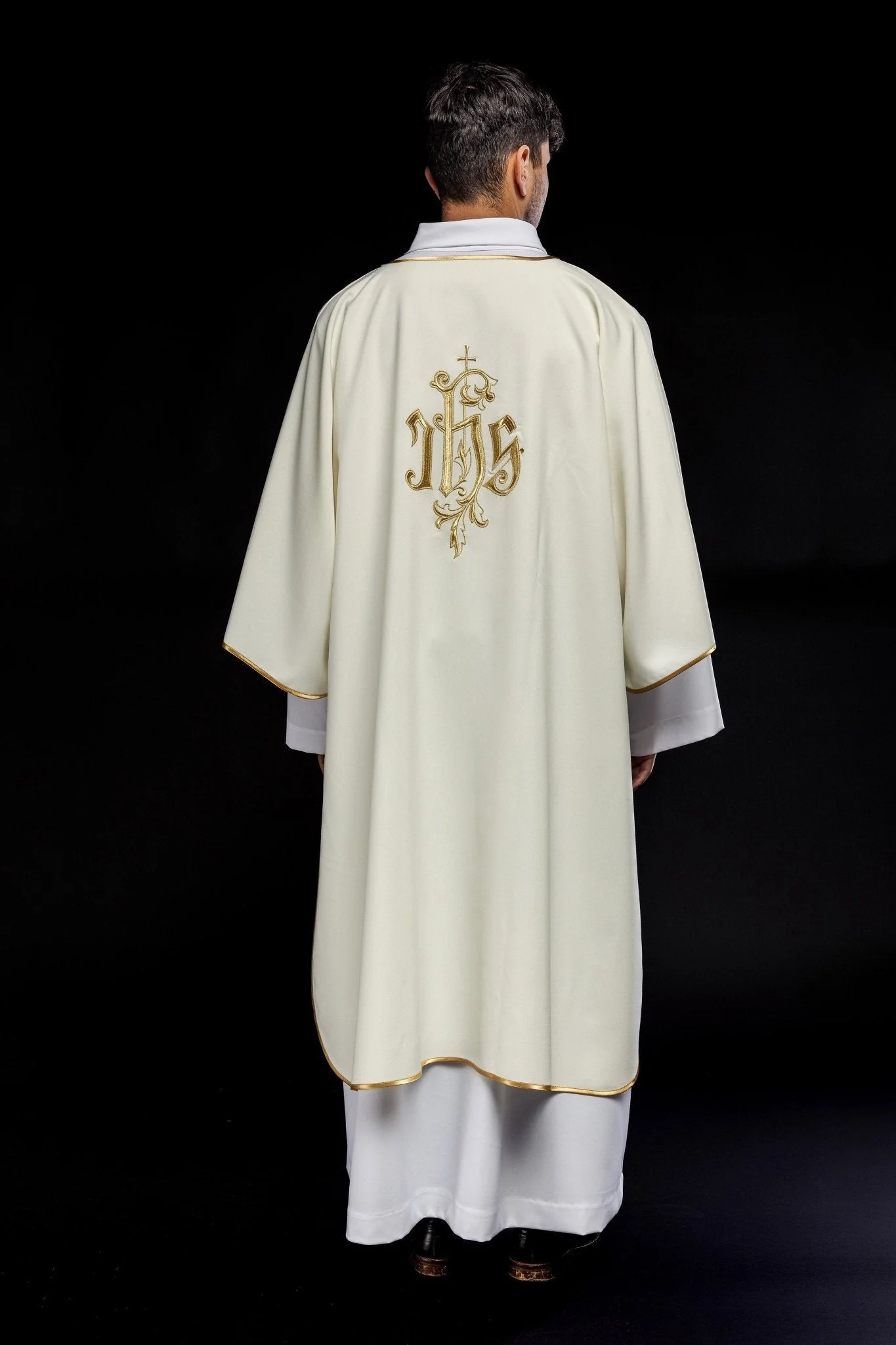 Ecru dalmatic chasuble with classic JHS - Image 6