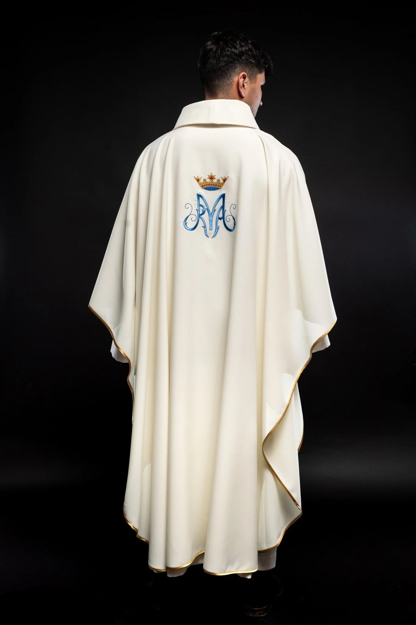 Ecru Liturgical Marian Chasuble - Image 4