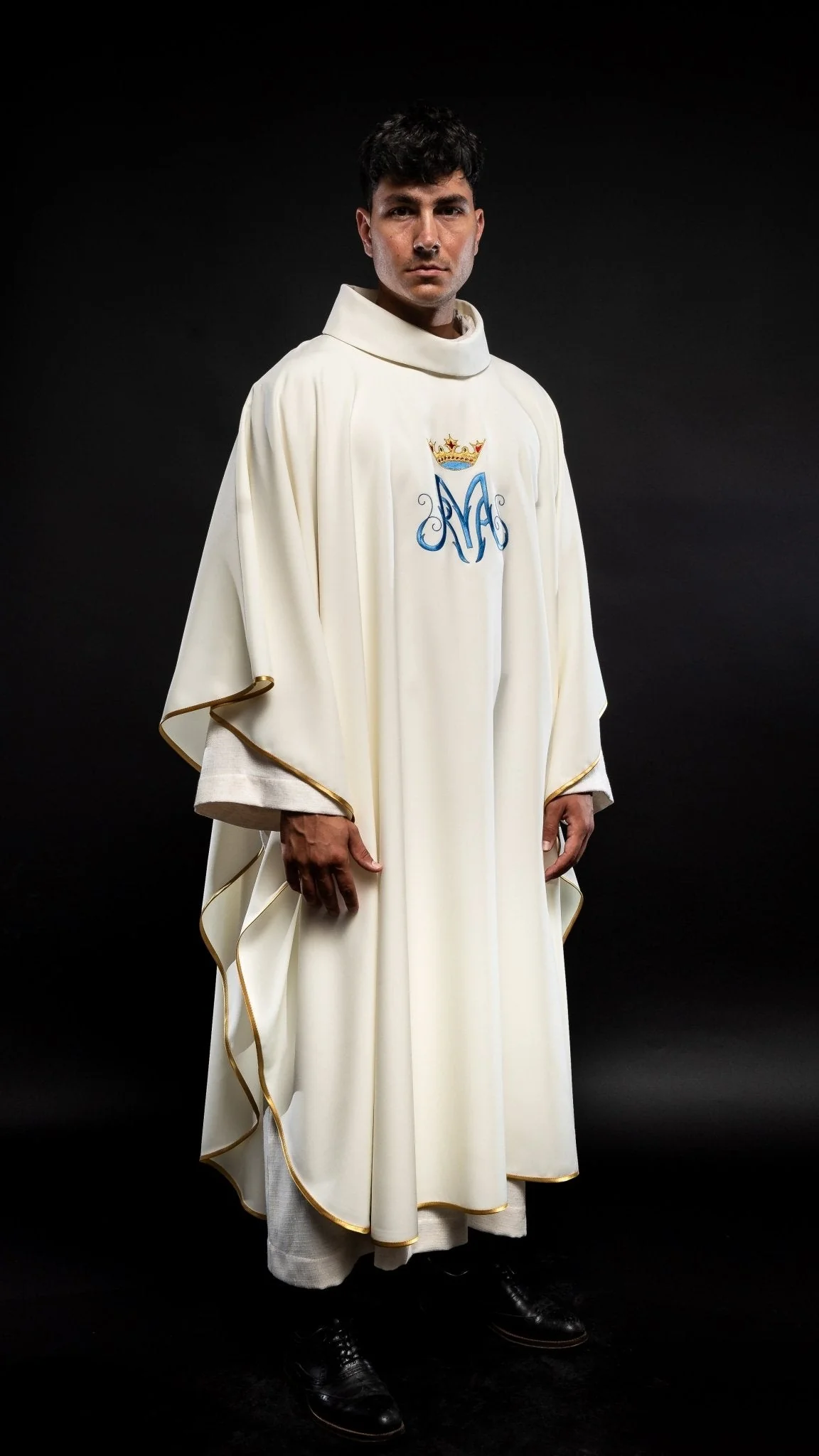 Ecru Liturgical Marian Chasuble - Image 5