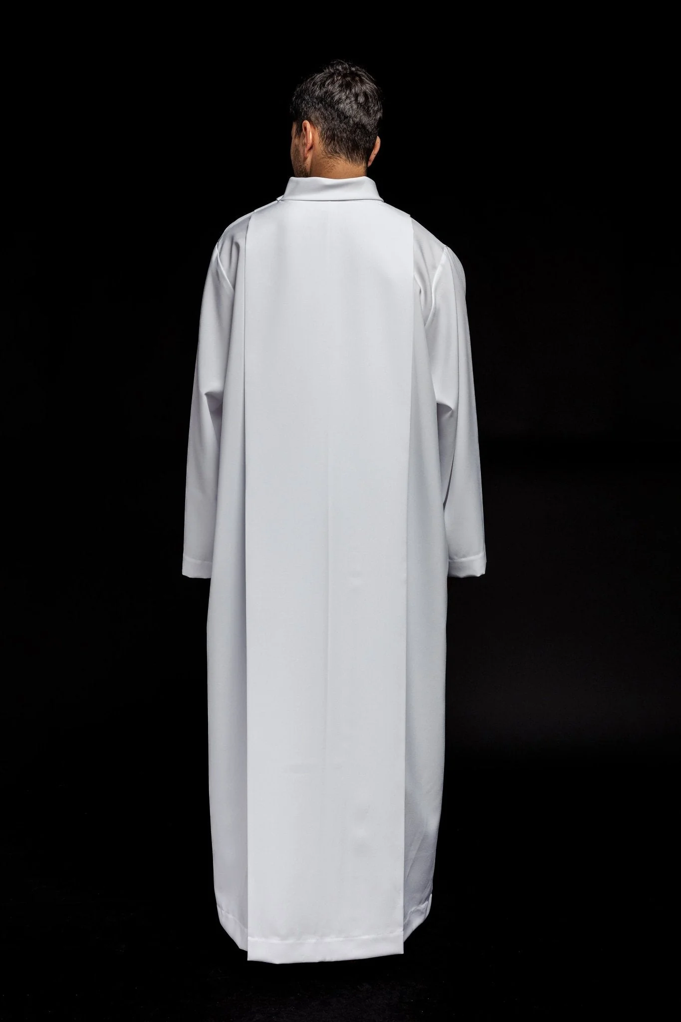 Priest's alb with neck collar in white - Image 6