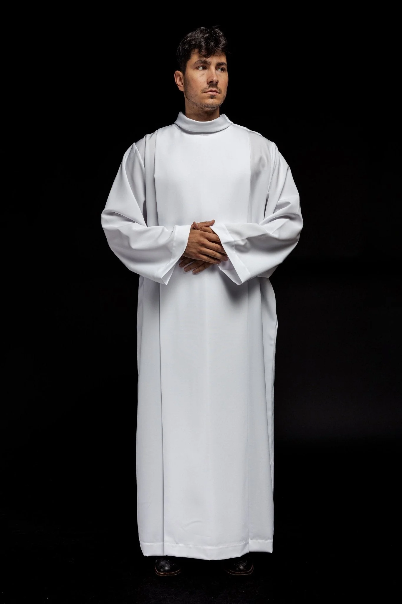 Priest's alb with neck collar in white - Image 7