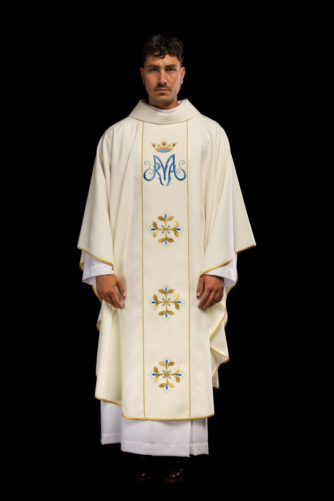 Ivory chasuble with gold Marian embroidery - Image 7