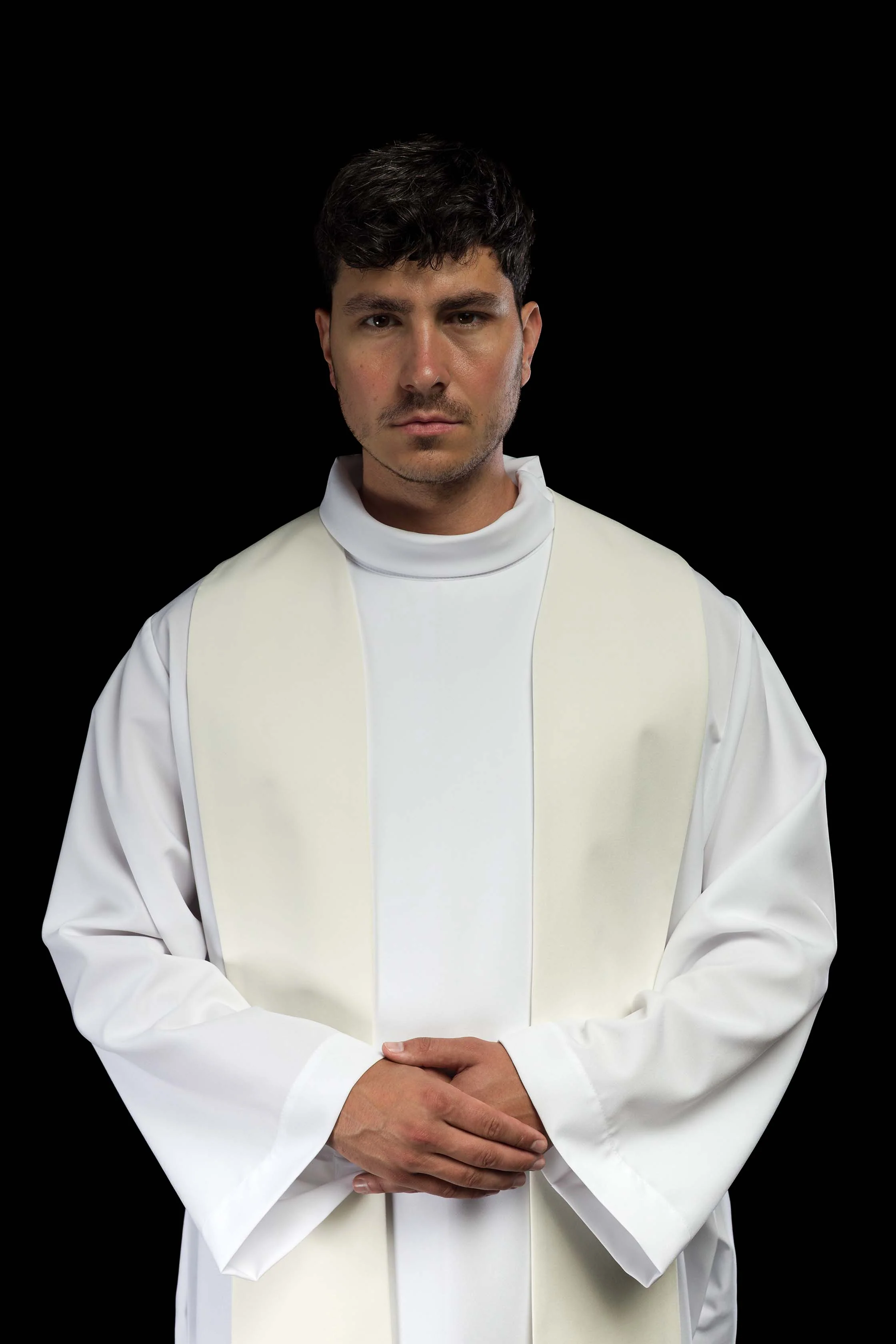 Priestly stole with embroidered Cross and Lamb in ecru - Image 5