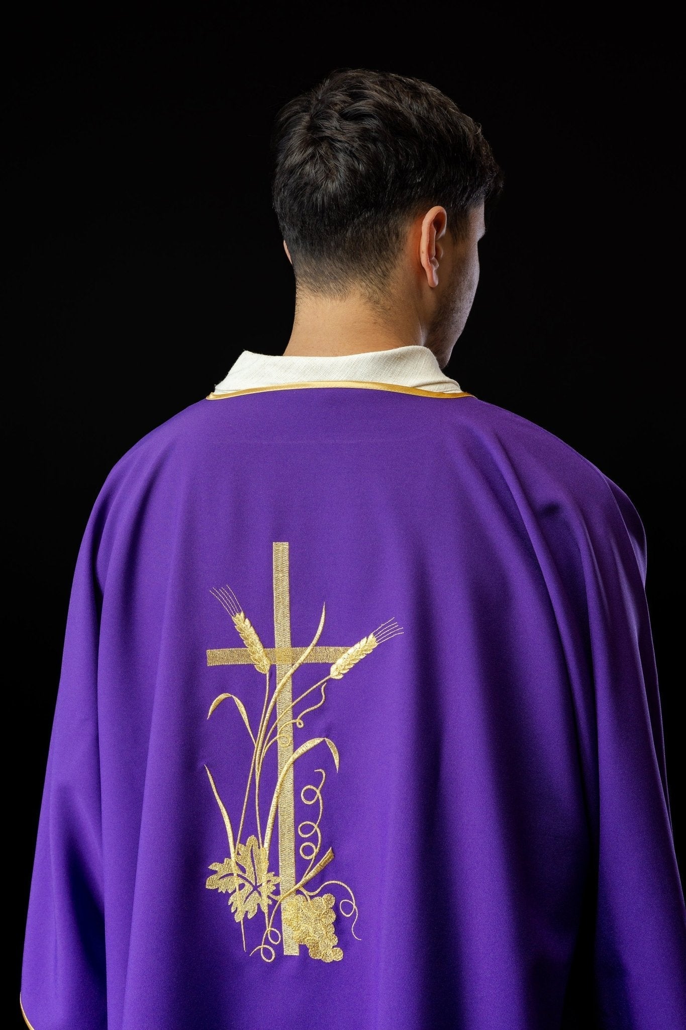 Purple dalmatica with gold Pax cross embroidery - Image 4