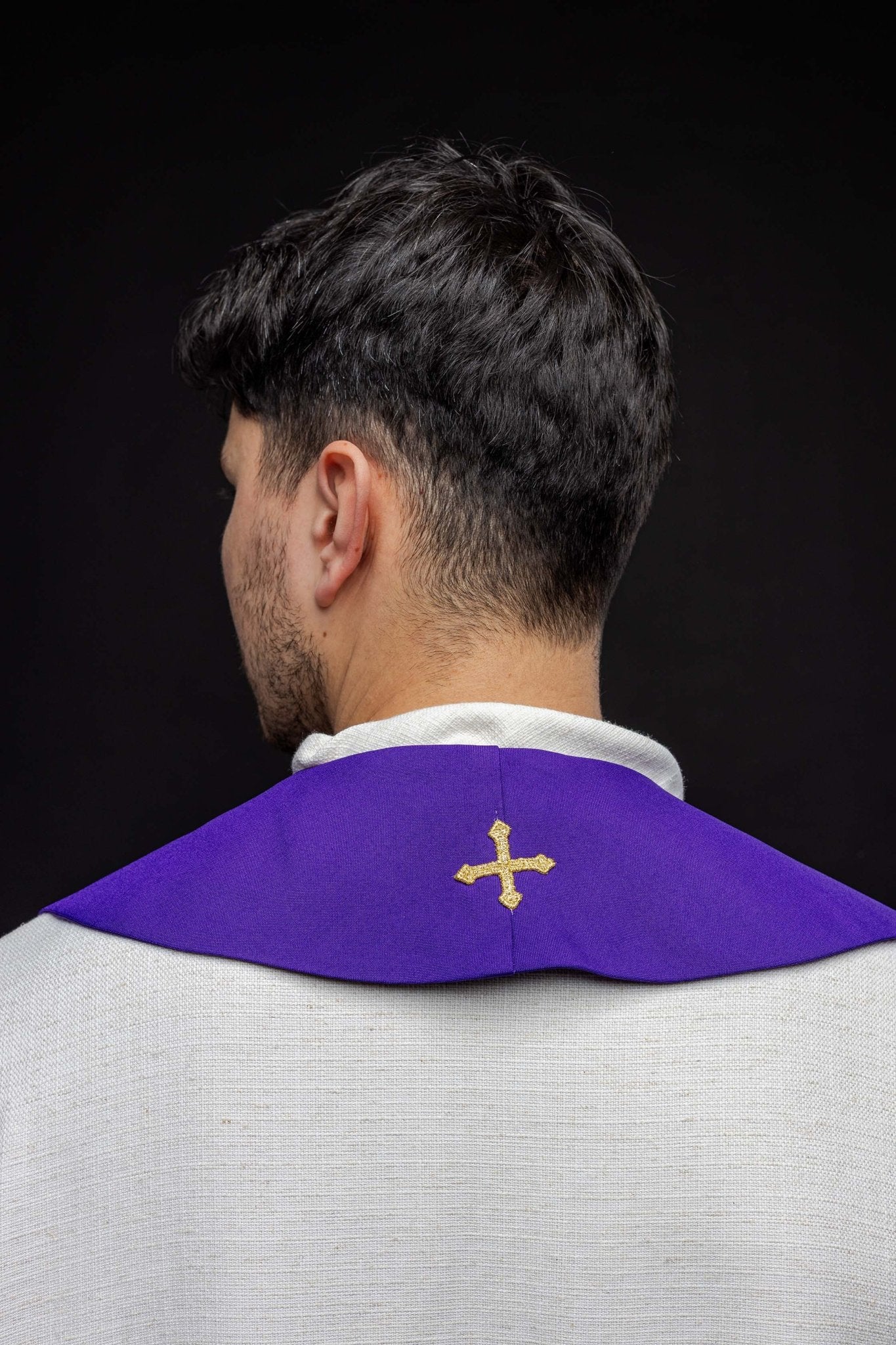 Purple priestly stole with chalice IHS - Image 6