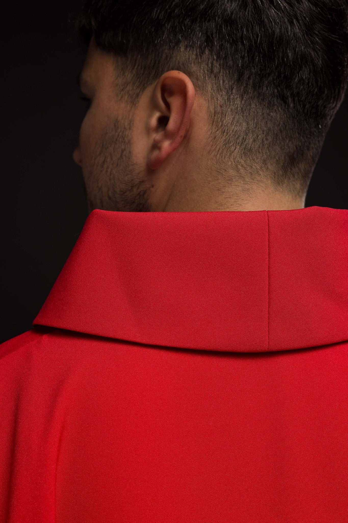 Red chasuble with classic gold JHS - Image 7